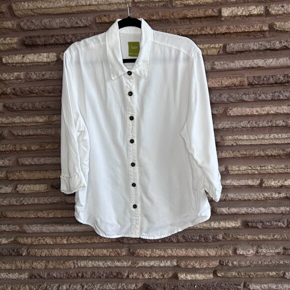 Pulp White Casual 3/4 Sleeves Tencel Button Front  Shirt Size M - Picture 7 of 7